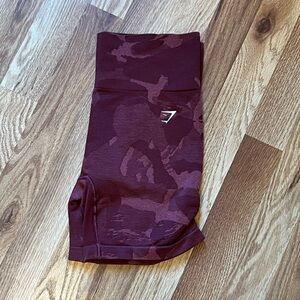 Gymshark Burgundy Camo Seamless High-Waist Shorts